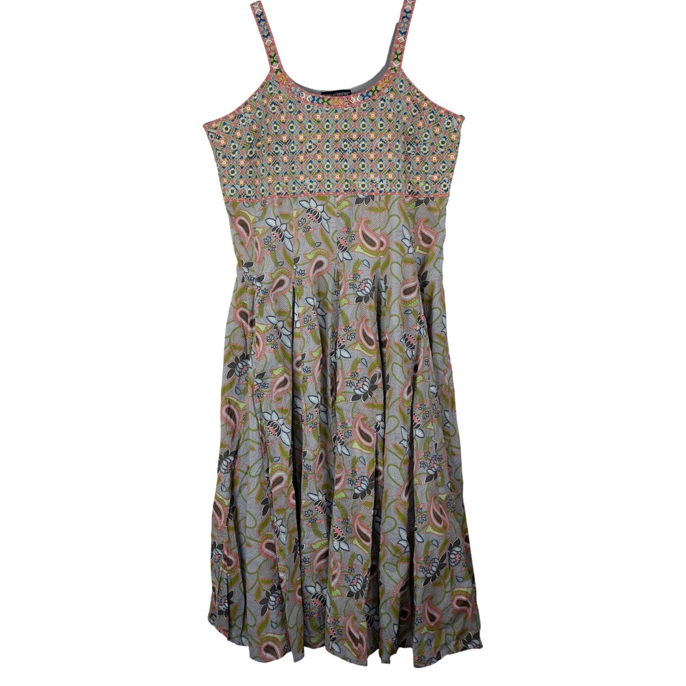 The Pyramid Collection Maxi Dress Womens XL Gray Paisley cottagecore Boho floral